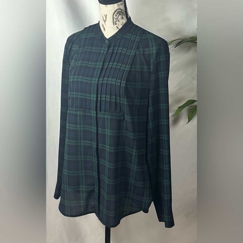 J.Crew Blue Green Plaid Button-Front Blouse – Women’s Size S - Picture 7 of 11